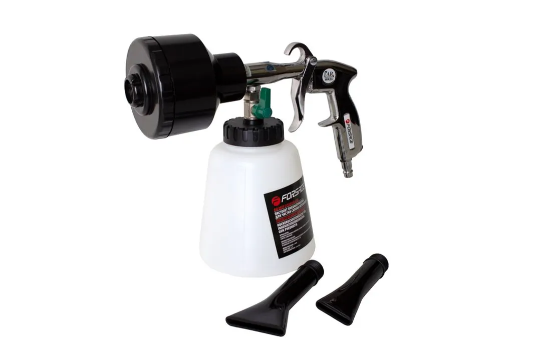 Пистолет пневматический»Tornado» с насадкой-пеногенератором и 2-я насадками для труднодоступных мест(емкость1л,6bar,расход воздуха 120л/мин)