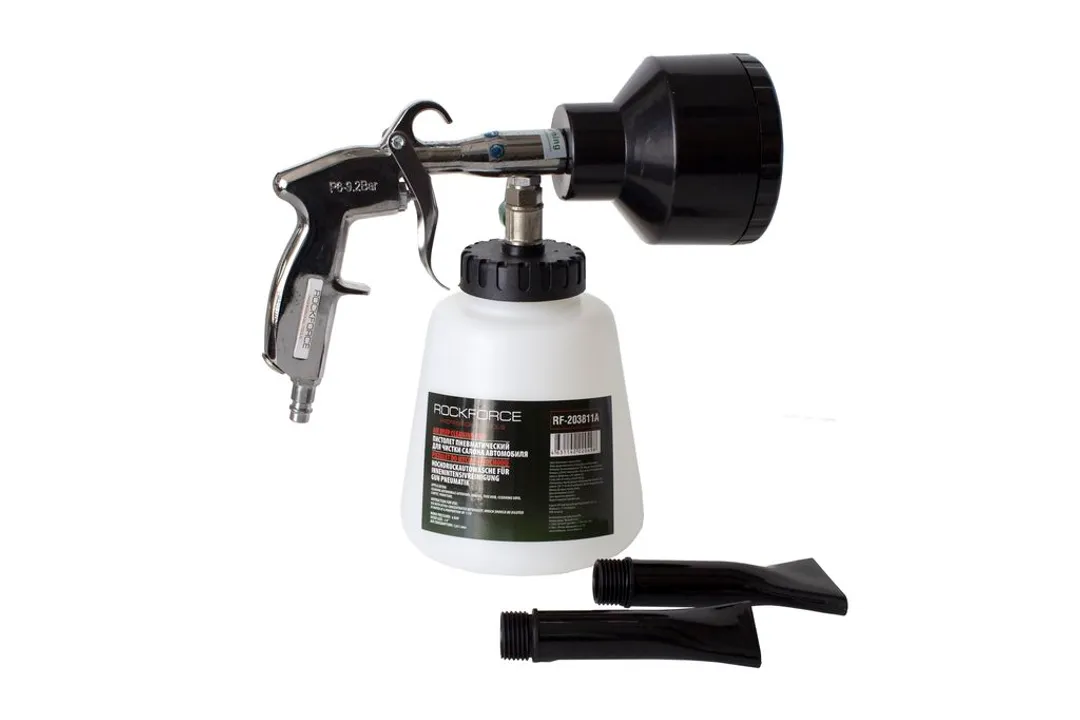 Пистолет пневматический»Tornado» с насадкой-пеногенератором и 2-я насадками для труднодоступных мест(емкость1л,6bar,расход воздуха 120л/мин)