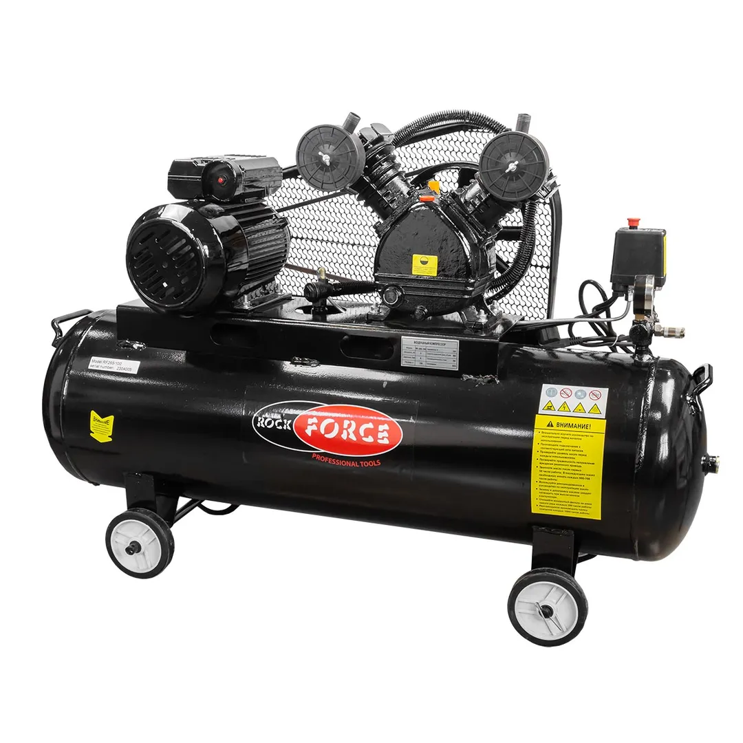 Компрессор поршневой с ременным приводом (220В,3.0кВт,950об/мин,ресивер 100л, 8бар, 250л/м,)