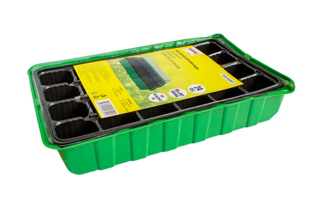 Контейнер для рассады с крышкой на 24 ячейки (350x220x65мм, размер ячейки 40х50мм)