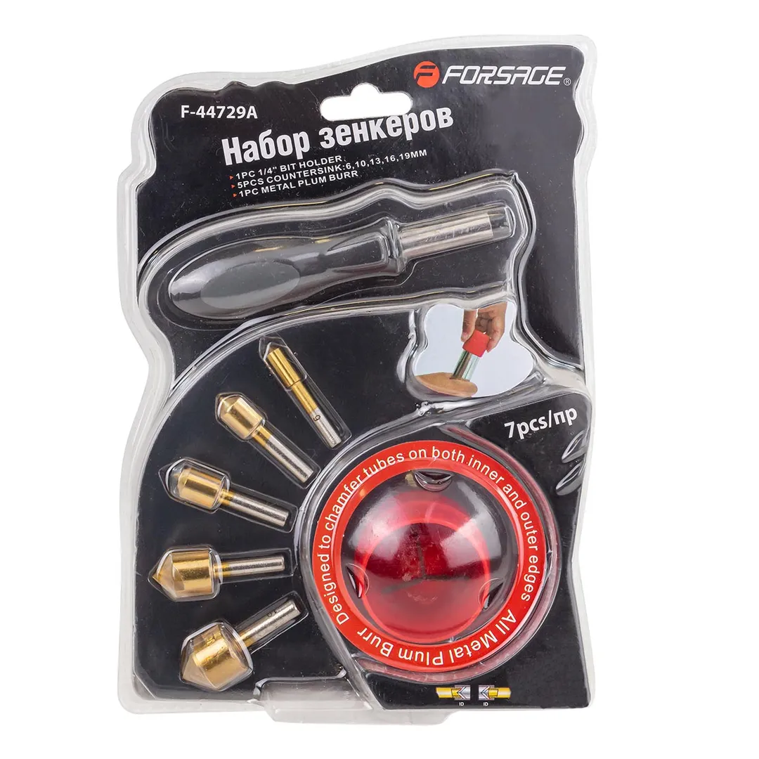 Набор зенкеров с держателем,7пр. (6,10,13,16,19мм),в блистере