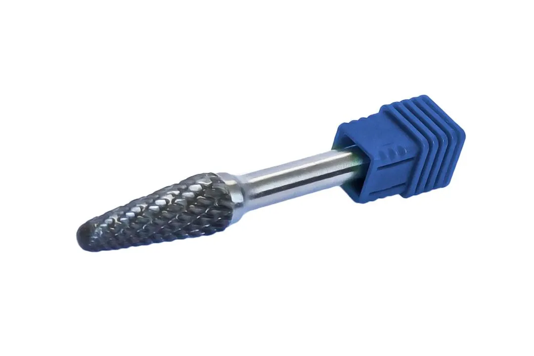 Шарошка коническая скругленная удлиненная по металлу(Ø 12мм,Ø хвостовика 6мм),в пластиковом футляре