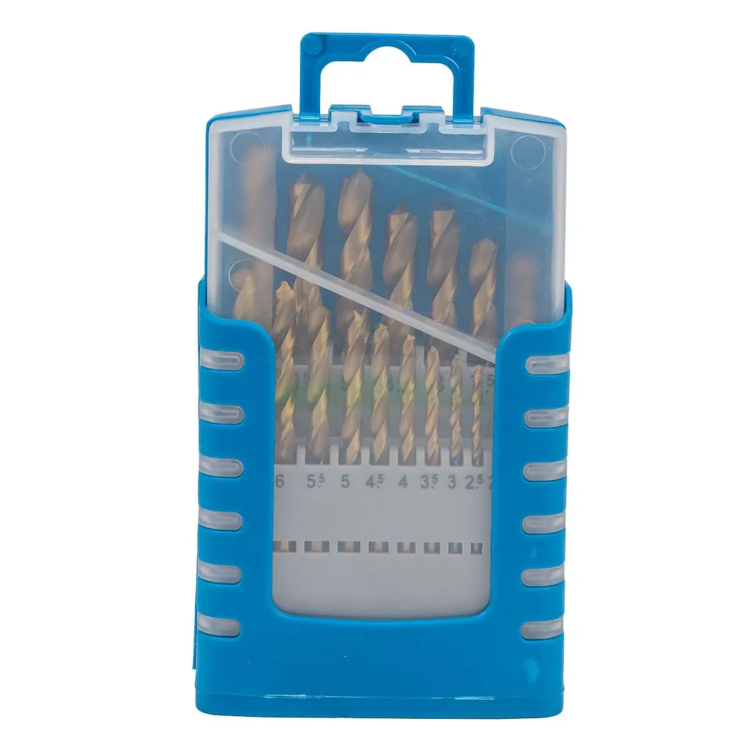 Набор сверл по металлу HSS TIN 19пр.(1-10мм, шаг 0.5мм), в пластиковом футляре