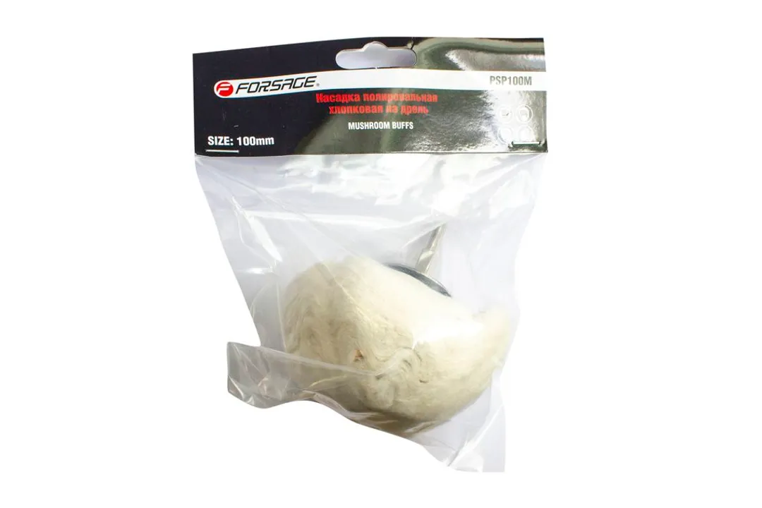 Насадка полировальная хлопковая »полусфера »на дрель 100мм (Ø хвостовика 6мм),в блистере