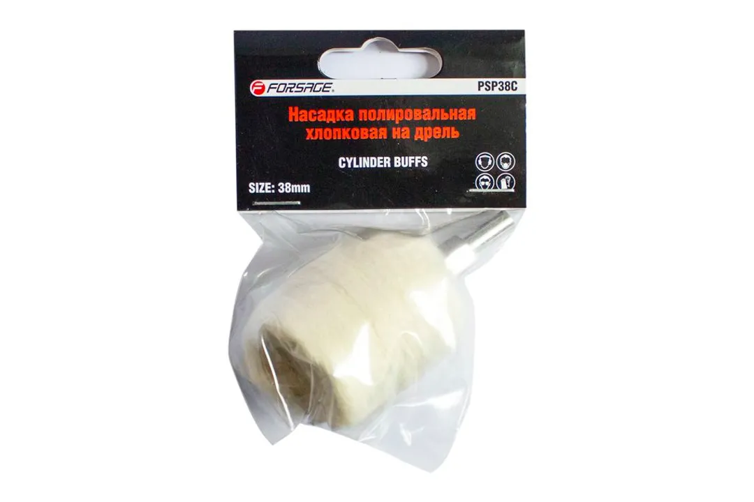 Насадка полировальная хлопковая »цилиндр»на дрель 38х40мм (Ø хвостовика 6мм),в блистере