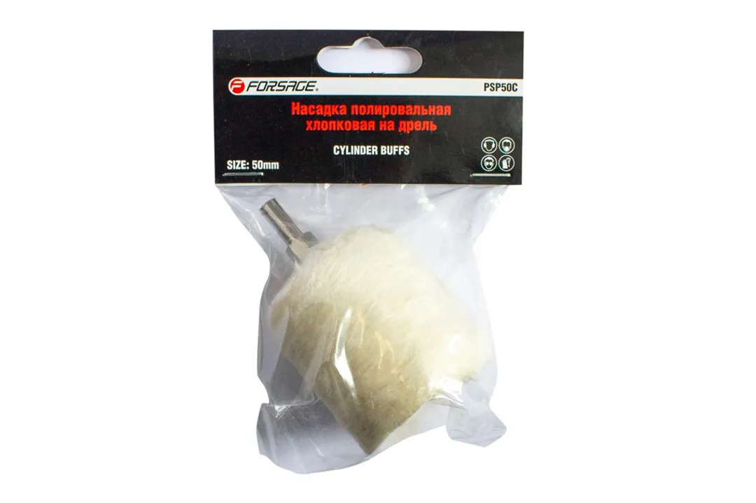 Насадка полировальная хлопковая »цилиндр»на дрель 45х47мм (Ø хвостовика 6мм),в блистере