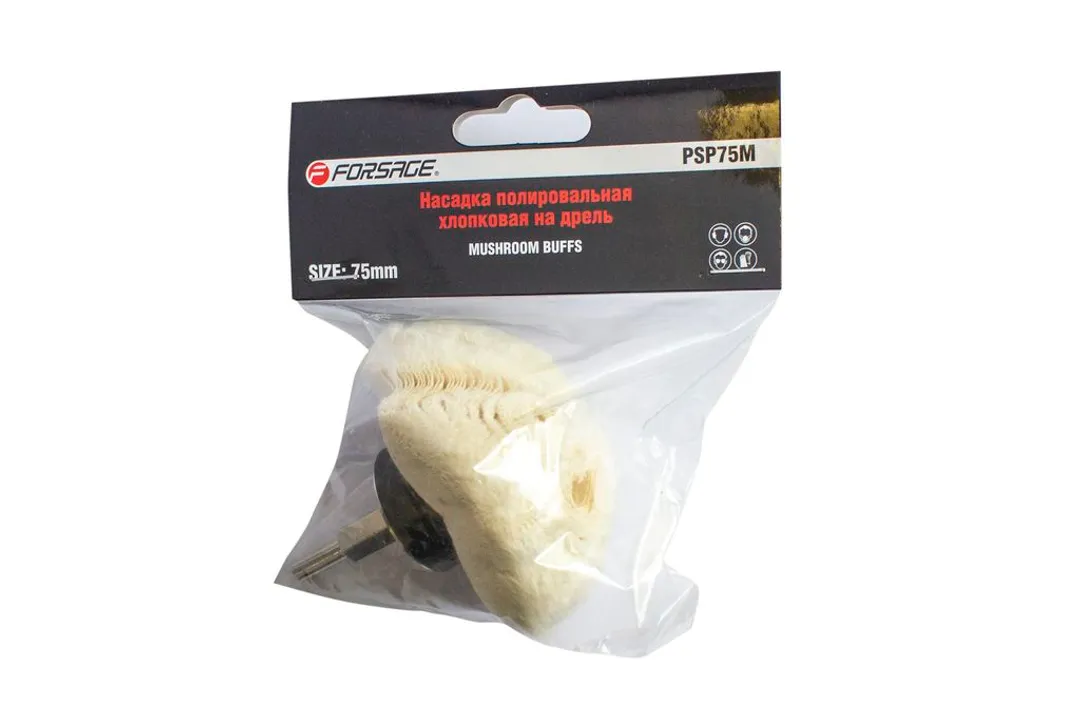 Насадка полировальная хлопковая »полусфера »на дрель 75мм (Ø хвостовика 6мм),в блистере