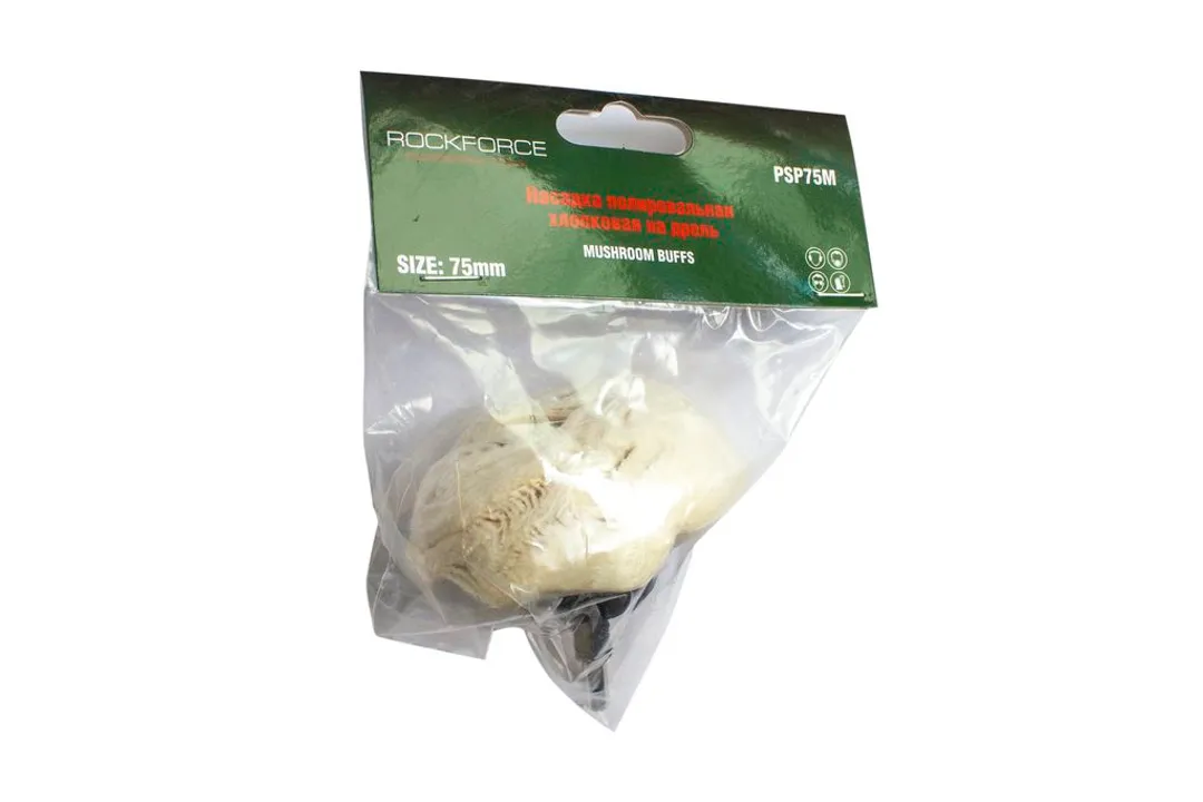 Насадка полировальная хлопковая »полусфера »на дрель 75мм (Ø хвостовика 6мм),в блистере