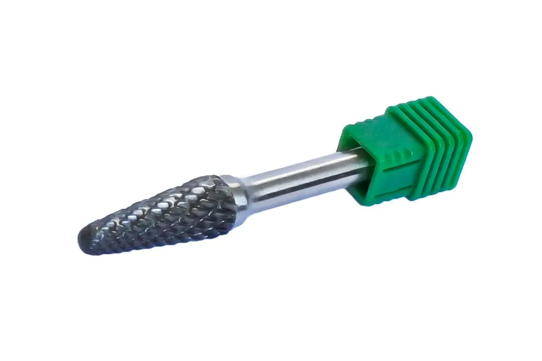 Шарошка коническая скругленная удлиненная по металлу(Ø 6мм,Ø хвостовика 6мм),в пластиковом футляре