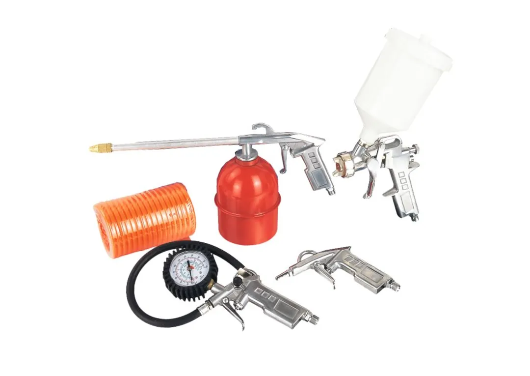Набор пневмоинструмента 5пр. (краскопульт-сопло 1.5мм+,обдувочник,подкачка,промывка+шланг 5м)