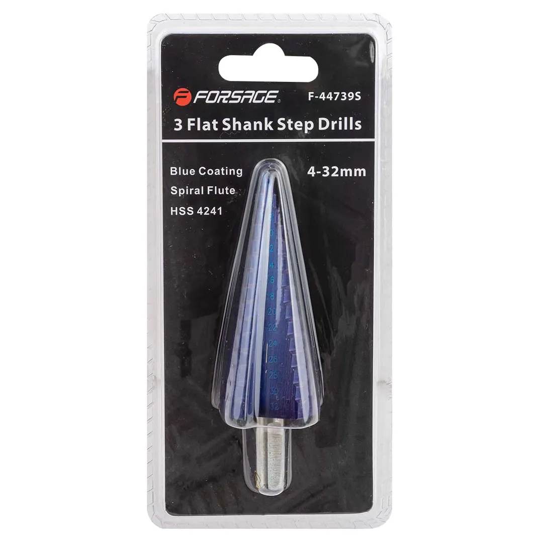 Сверло ступенчатое спиральное HSS(4-32мм)в блистере