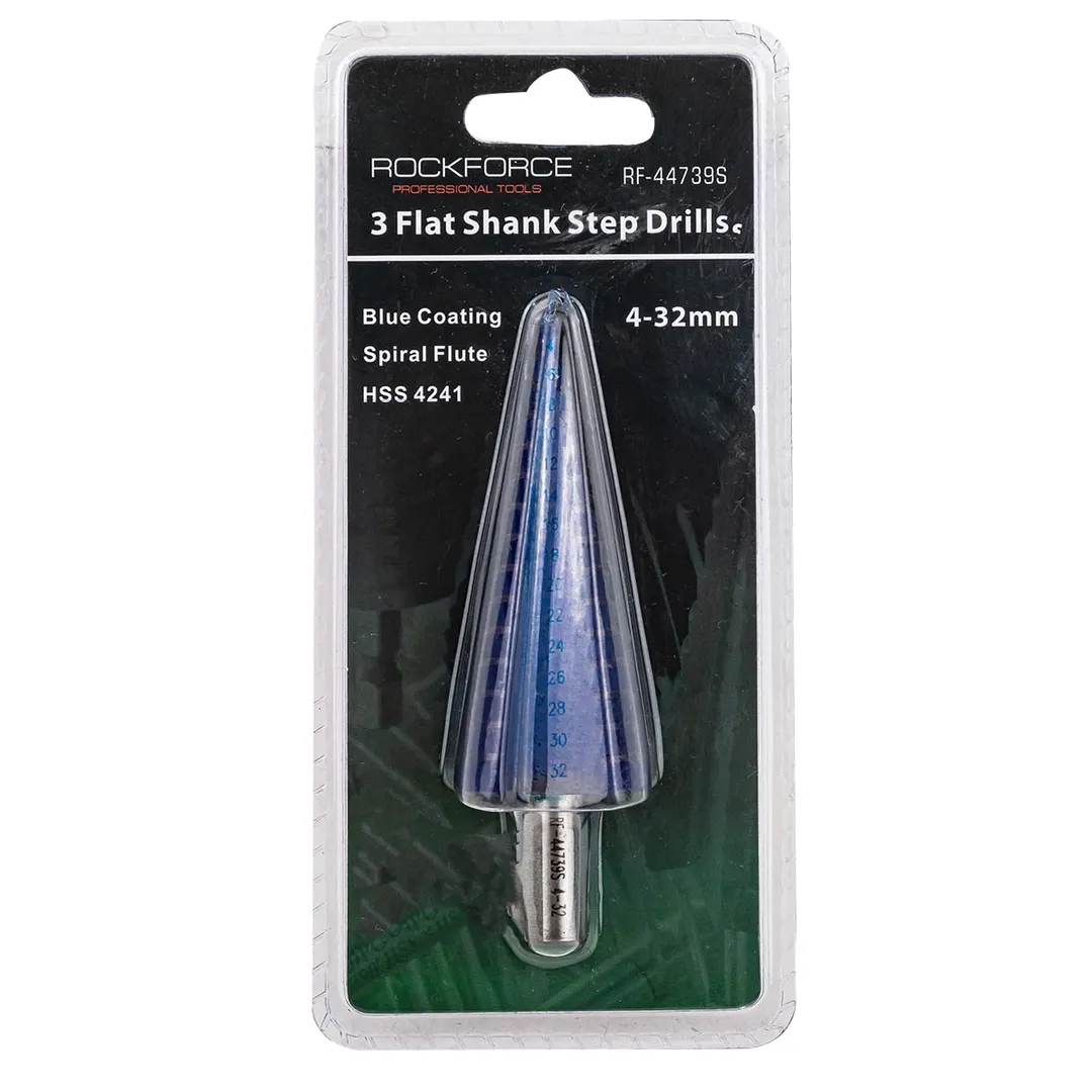 Сверло ступенчатое спиральное HSS(4-32мм)в блистере