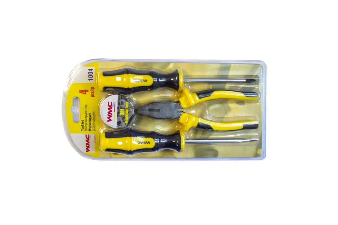 Набор инструментов 4пр.(плоскогубцы 150мм,отвертки:PH2х100мм,SL6х100мм,изолента 3м),в блистере