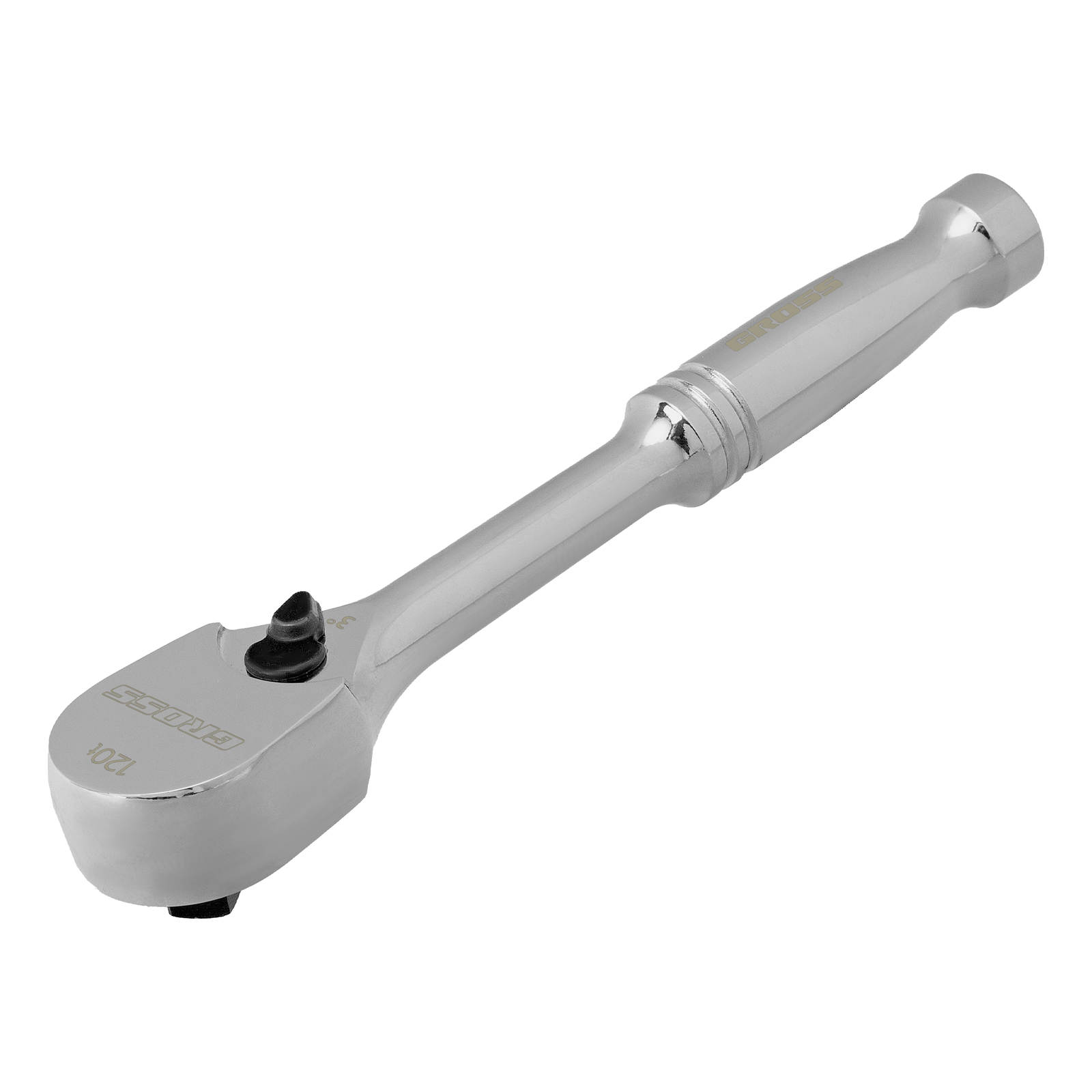 Ключ-трещотка 1/4″, CrV, 120 зубьев, цельнометаллический, хром Gross