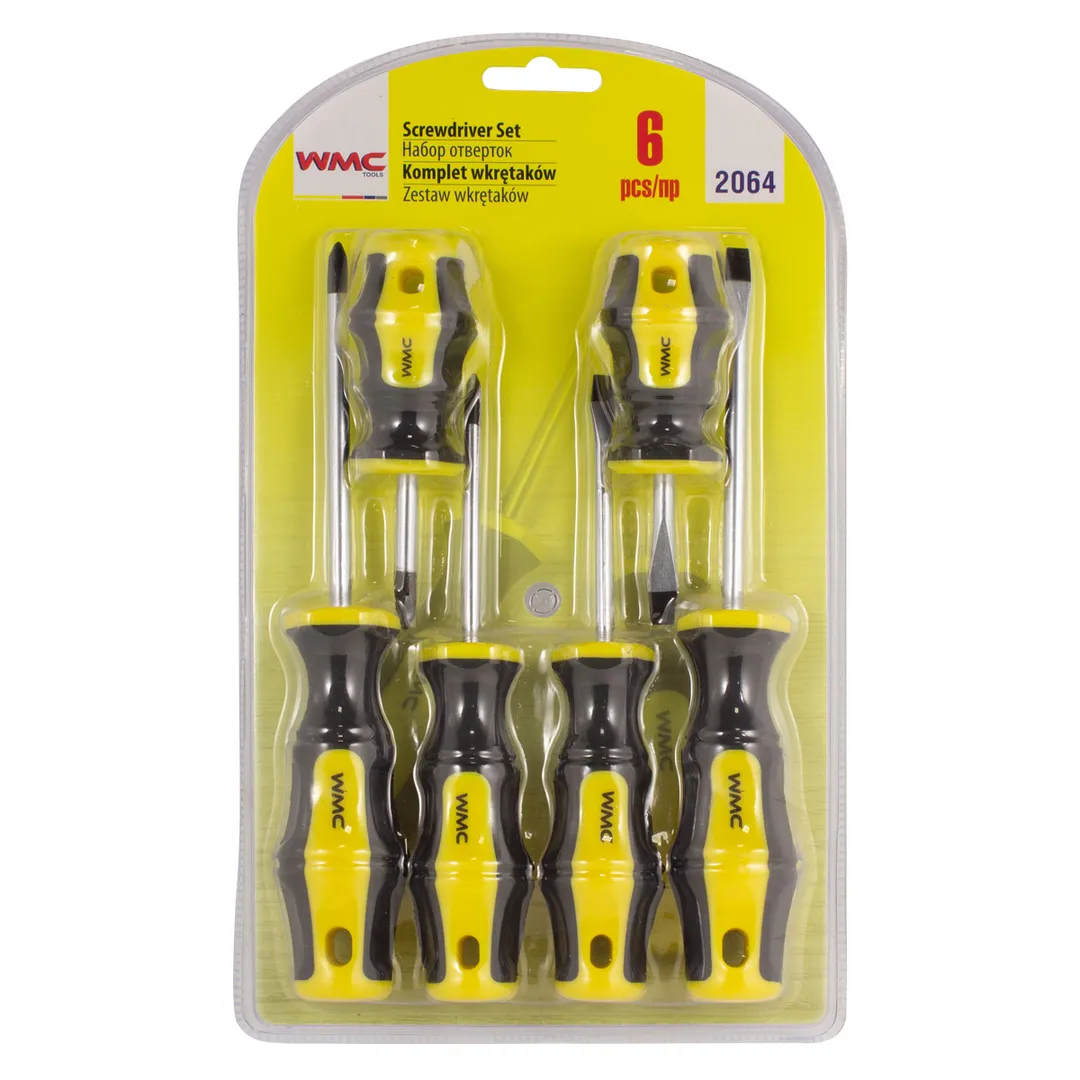 Набор отверток 6пр.(SL:5х75мм,6х100мм,6х38мм,PH:1х75мм,2х100мм,2х38мм),в блистере