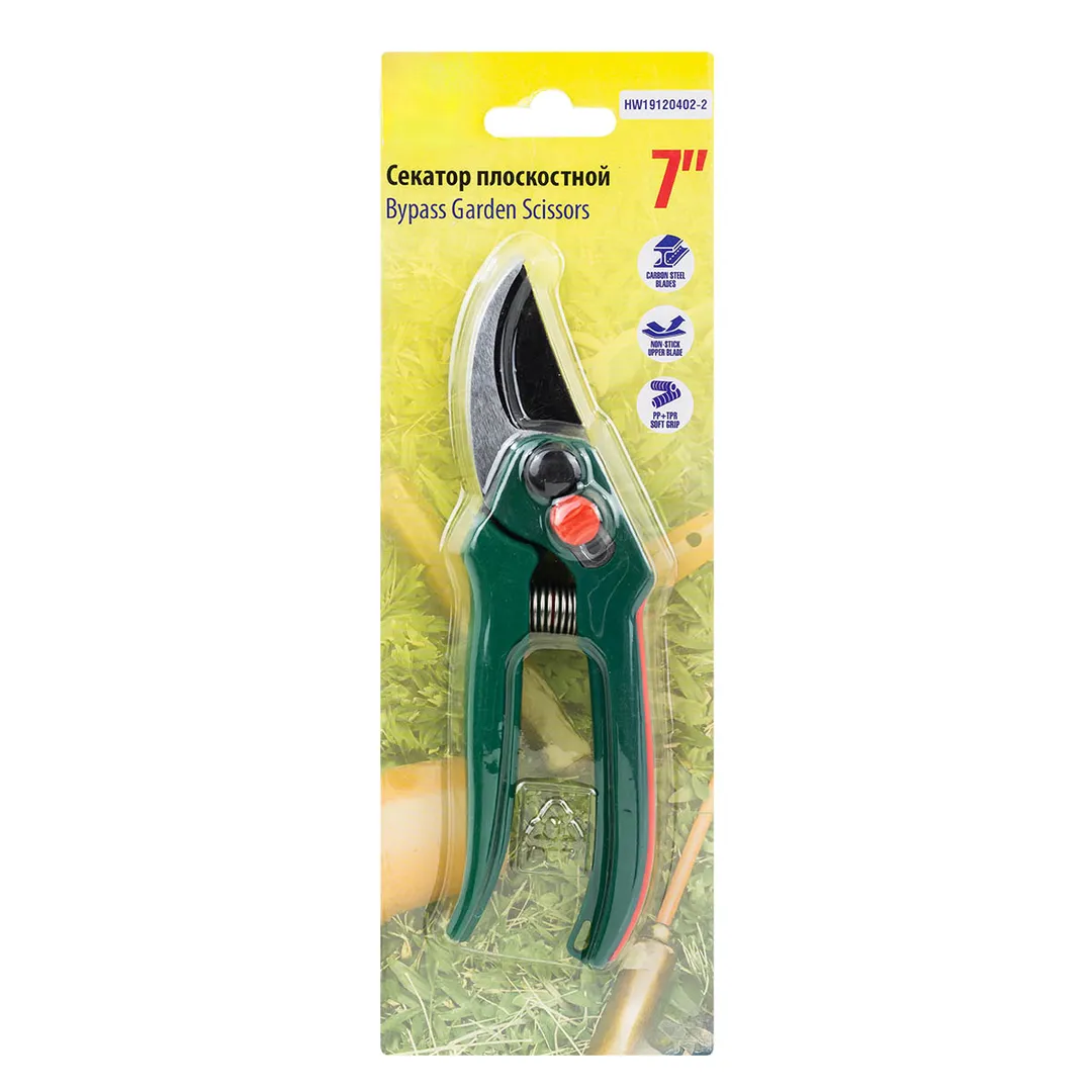 Секатор садовый в пластиковом корпусе с боковой фиксацией (L-180мм),в блистере