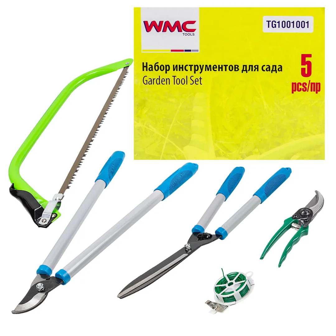 Набор садового инструмента 5пр.(секатор,ножницы,пила лучковая,секатор для роз,проволока садовая),на блистере