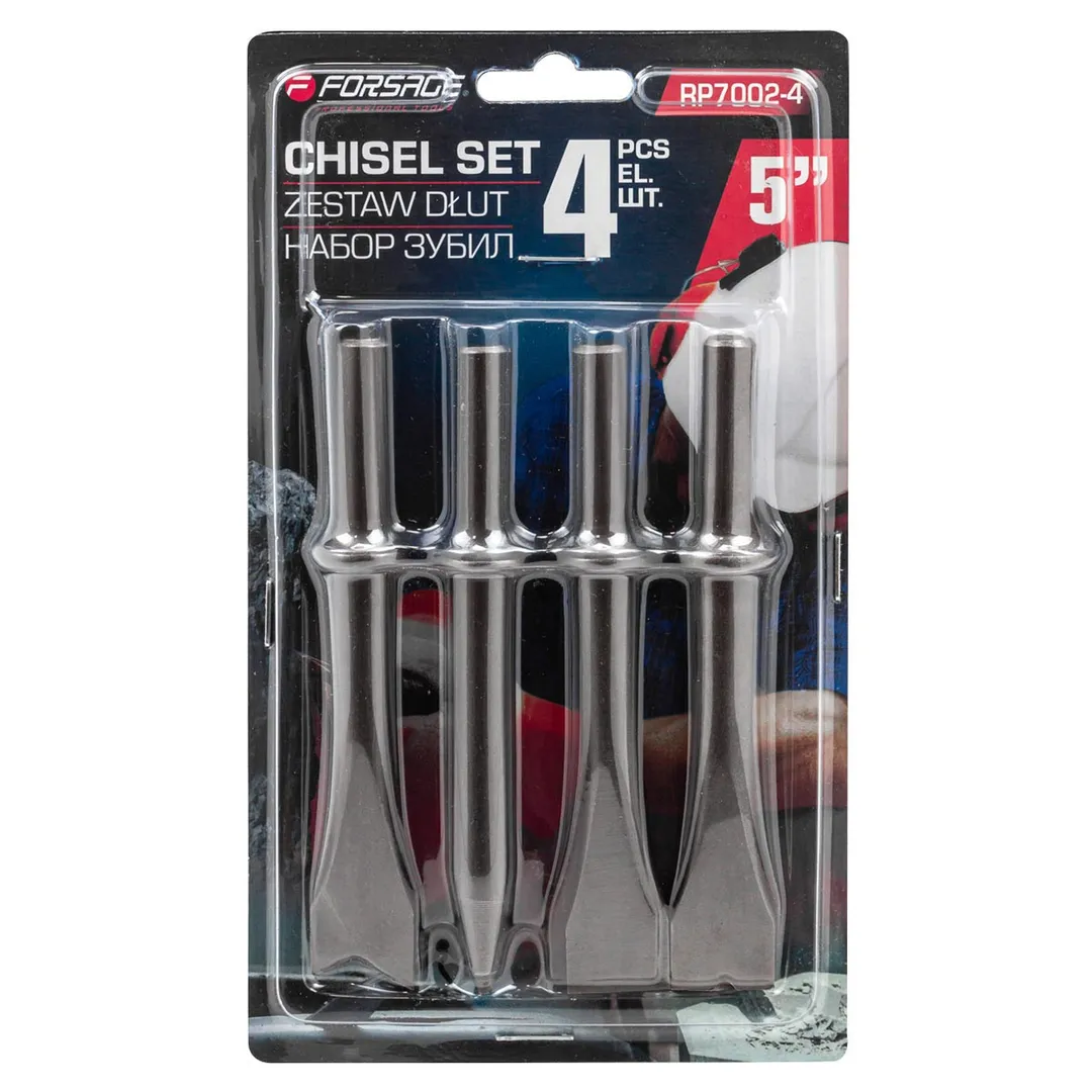Набор зубил разнопрофильных 4пр.(круглая посадка ø10мм,L-125мм),в блистере