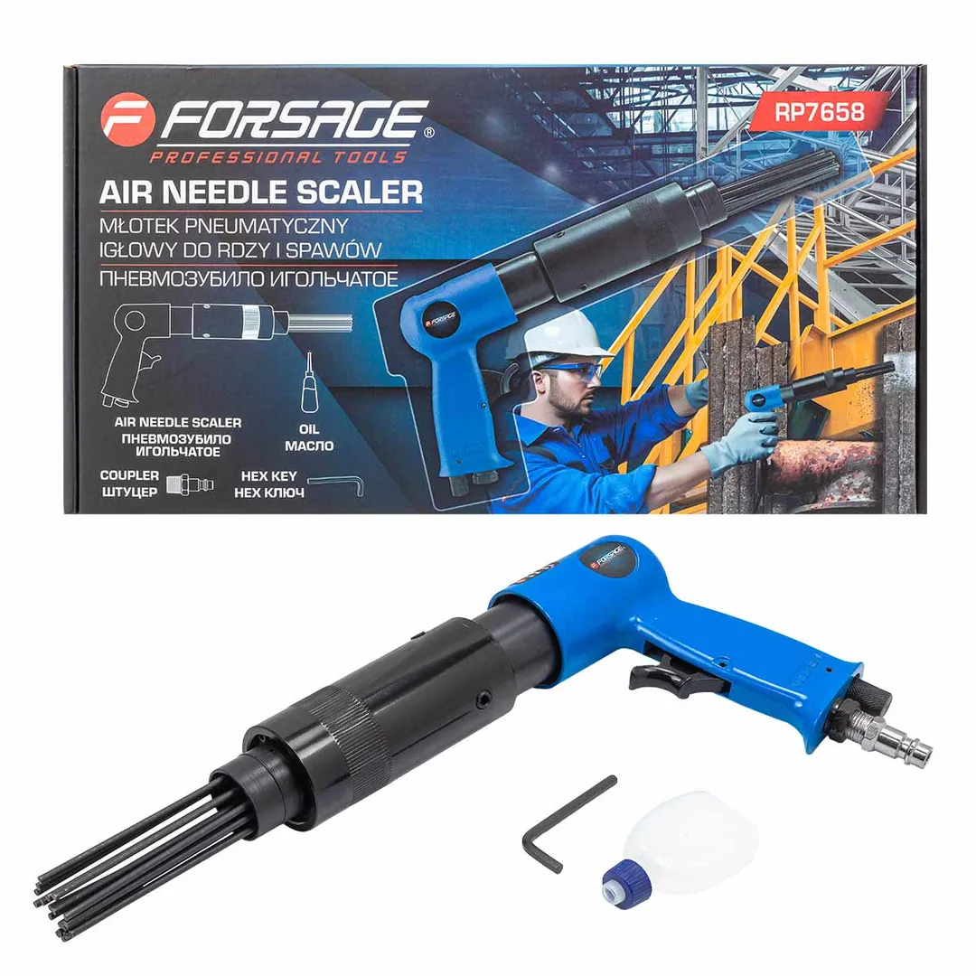 Пневмозубило с насадкой игольчатой(4500уд/мин, 79л/мин,штуцер 1/4»)