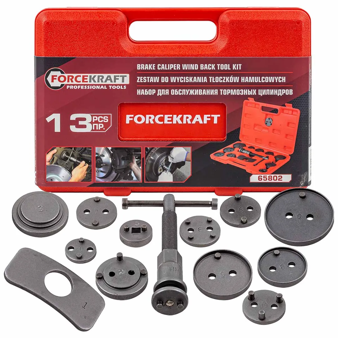 Набор инструментов для обслуживания тормозных цилиндров (правосторонняя резьба) 13пр., в кейсе