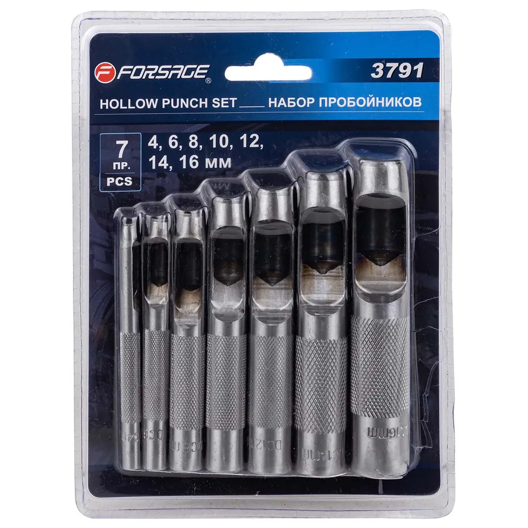 Набор пробойников 7пр. (4, 6, 8, 10, 12, 14, 16мм),в блистере