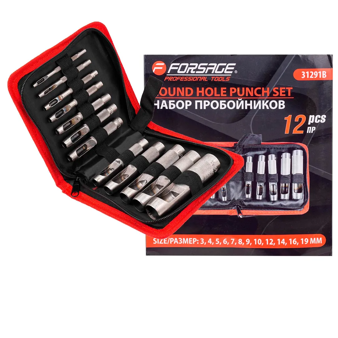 Набор пробойников 12пр. (3-10,12,14,16,19мм),в сумке