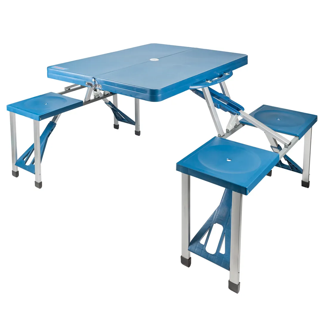 Стол складной со стульями для кемпинга (100х330х830мм-в собранном виде,640х840мм-стол,270х300мм-стулья,670мм-h стола,400мм-h стульев)