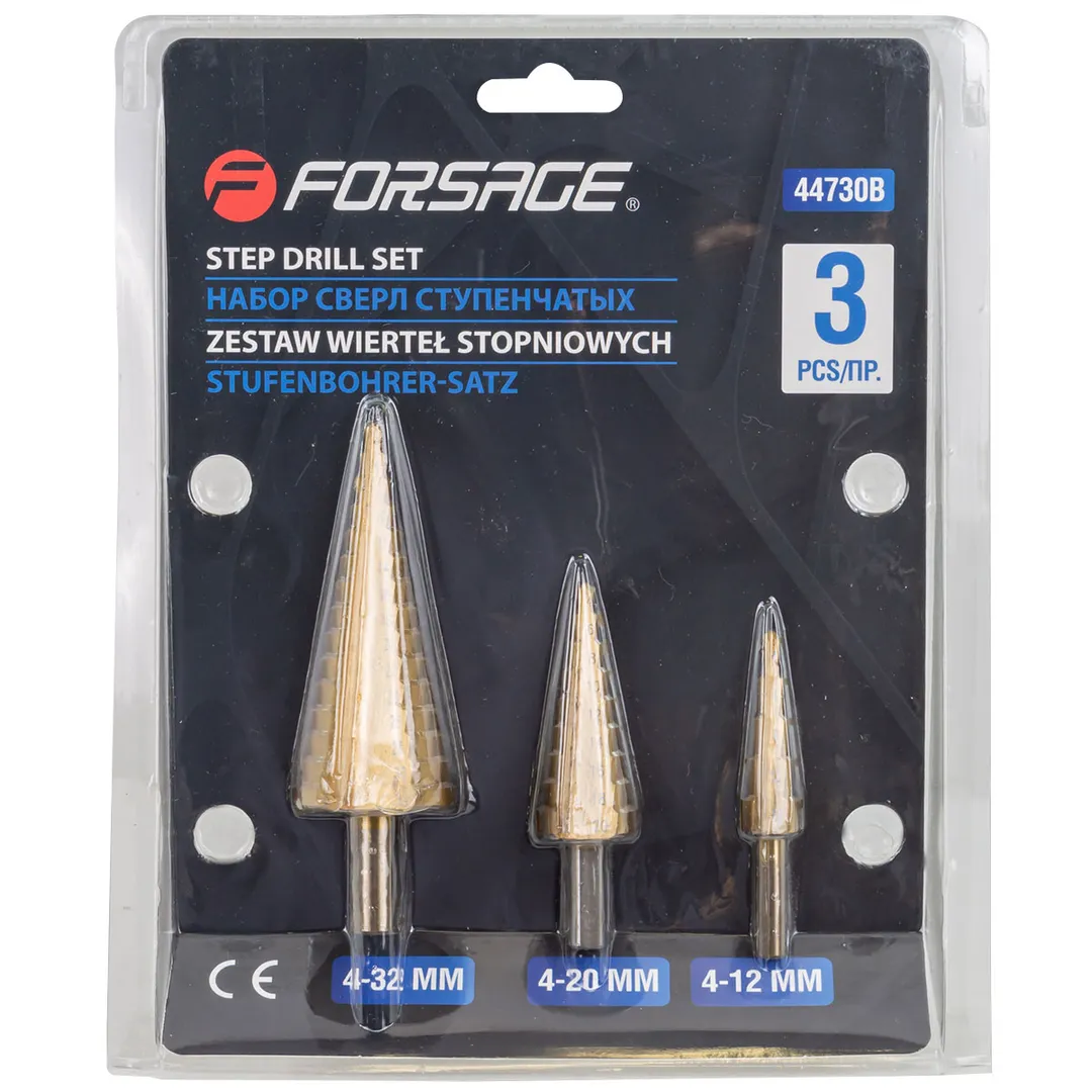 Набор сверл ступенчатых(4-12,4-20,4-32мм),в блистере