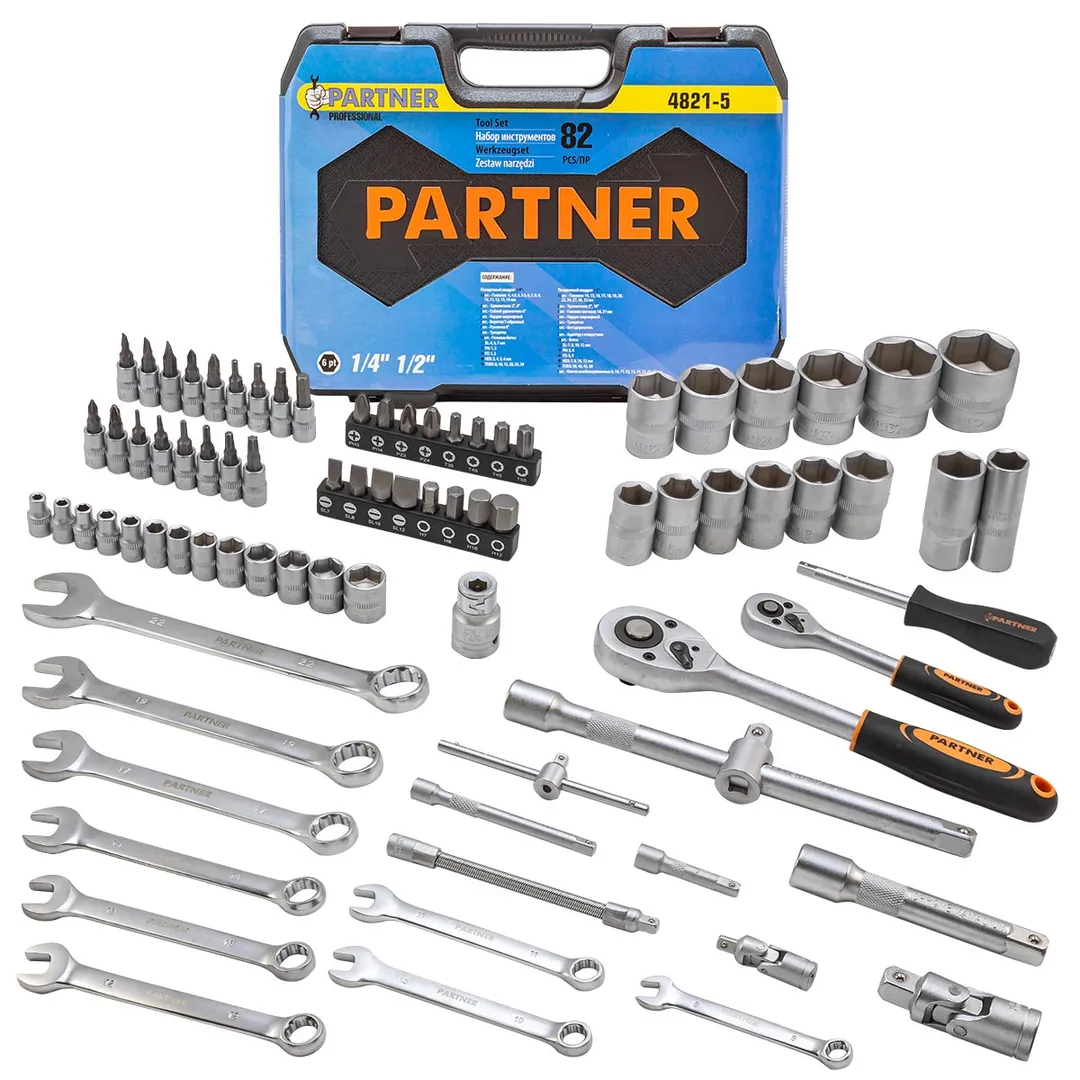 Набор инструментов 82 пр.1/4»&1/2»(6-гран)(4-32мм)