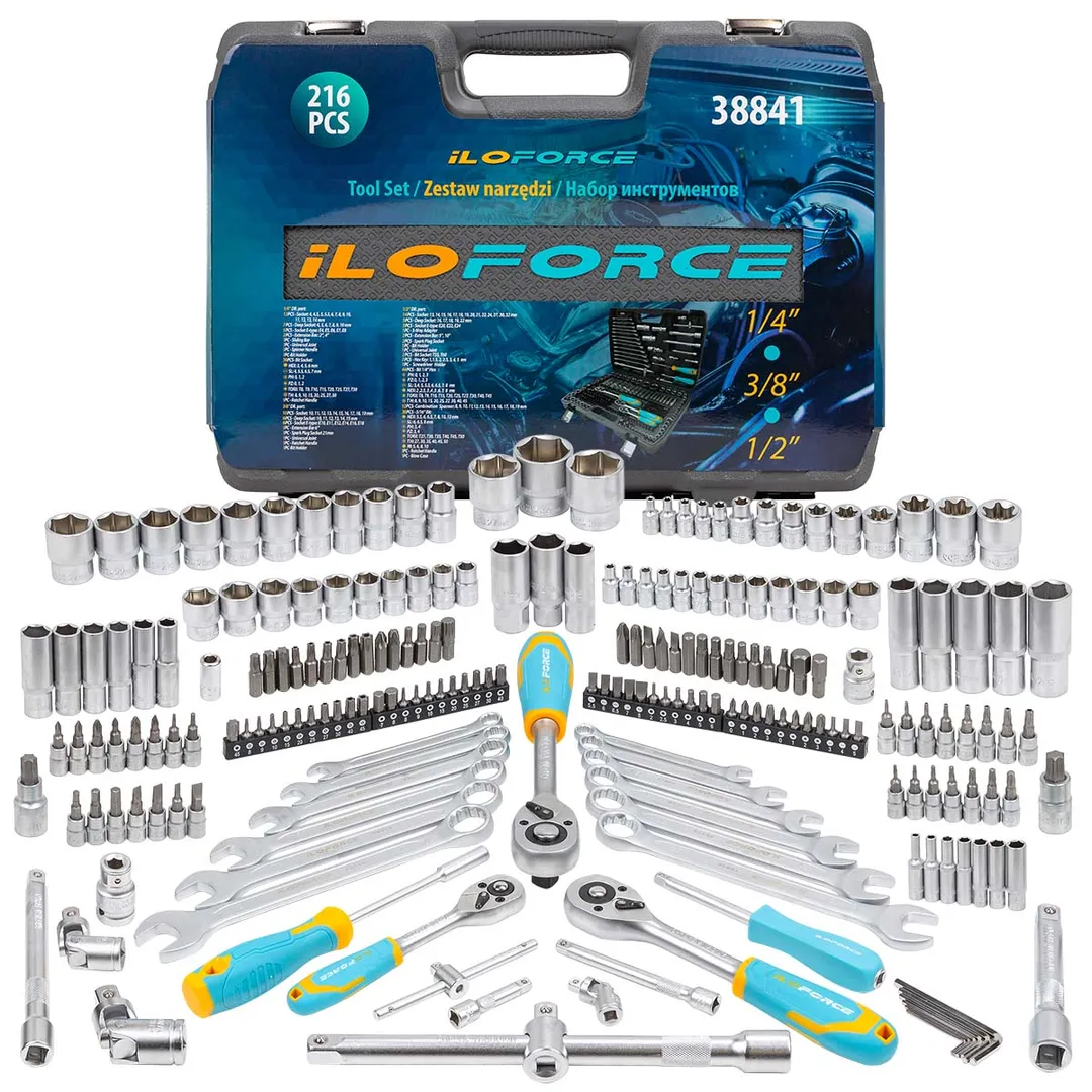 Набор инструментов 216пр. 1/4»3/8»1/2»(6гр.)(4-32мм)