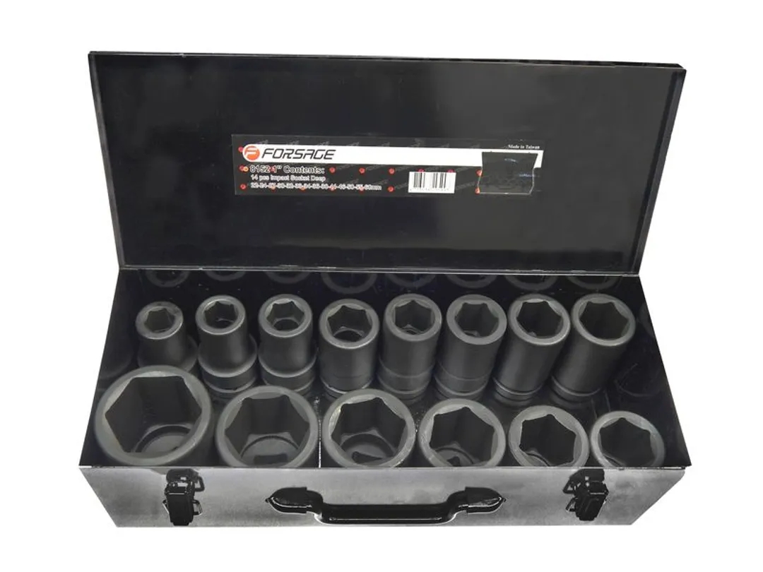 Набор головок ударных глубоких 14пр. 1»(22,24,27,30,32,33,34,36,38,40,41,46,50,55,60) в метал.кейсе