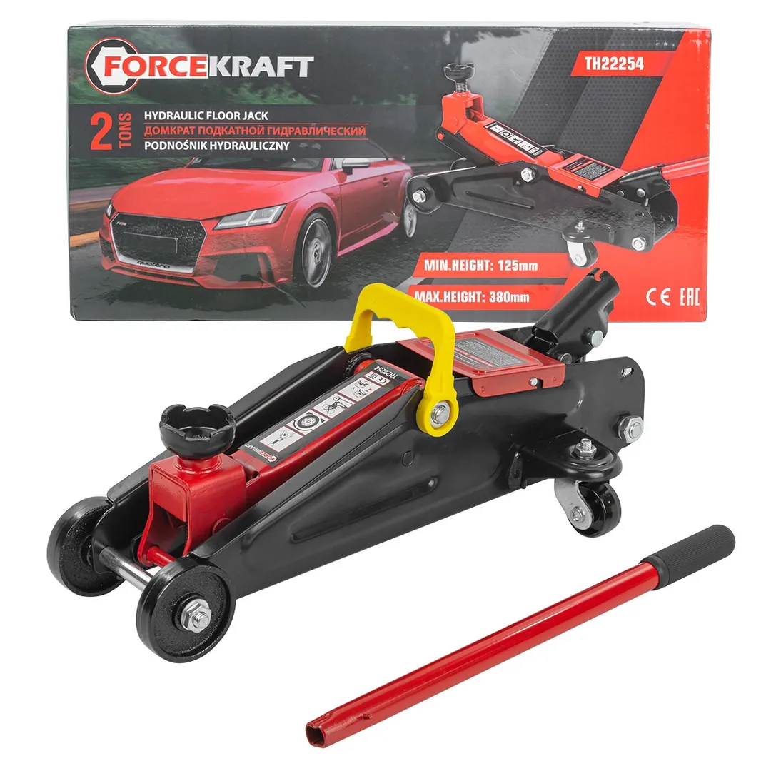 Домкрат подкатной гидравлический 2т (h min 125мм, h max 380мм)