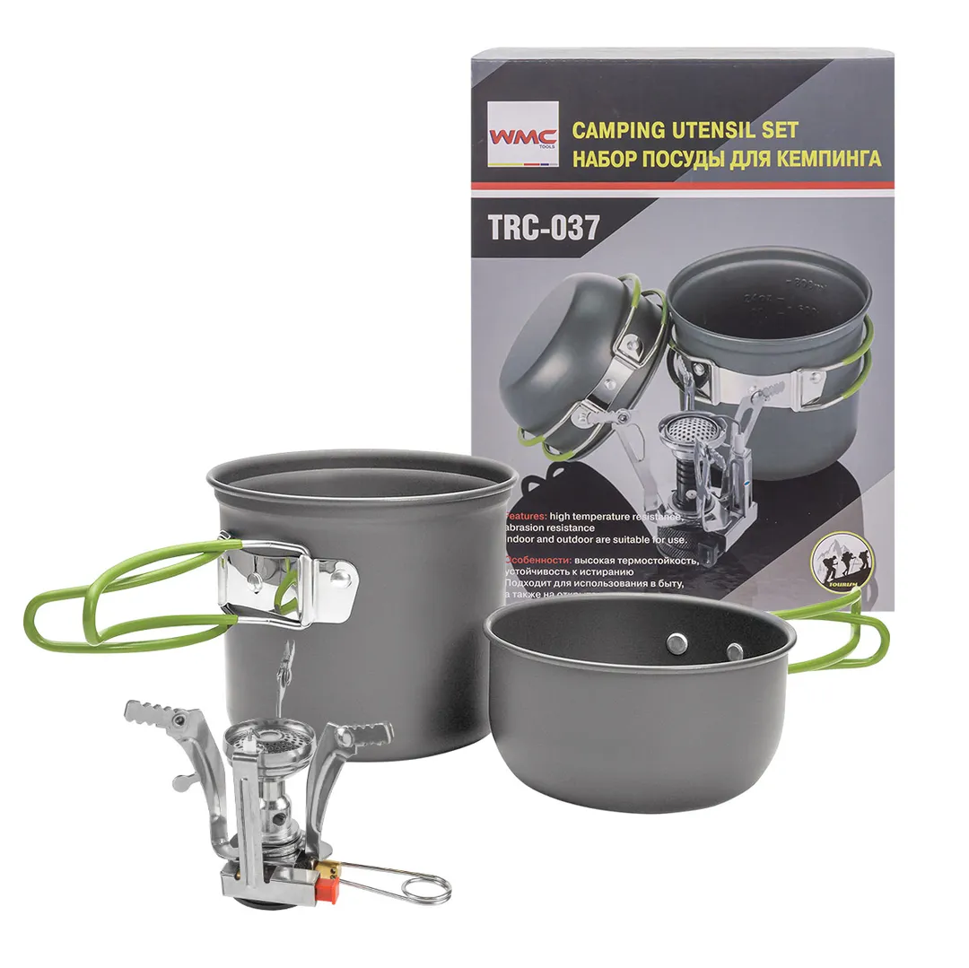 Посуда алюминиевая холодно-штампованная для кемпинга, набор (кастрюля, миска)