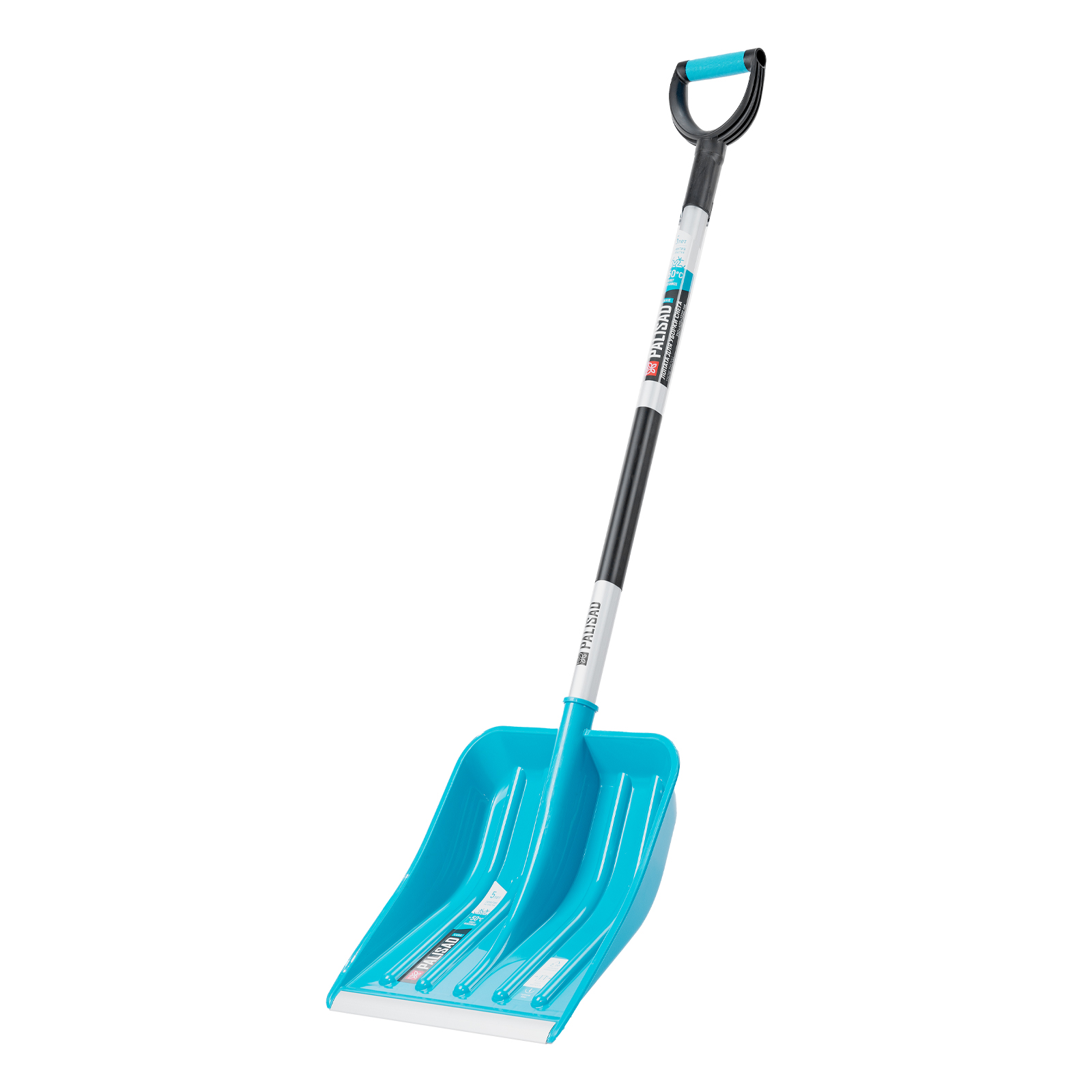 Лопата для уборки снега, полипропилен, 350х405х1300мм, алюминиевый черенок, ПВХ накладка, LUXE Palisad