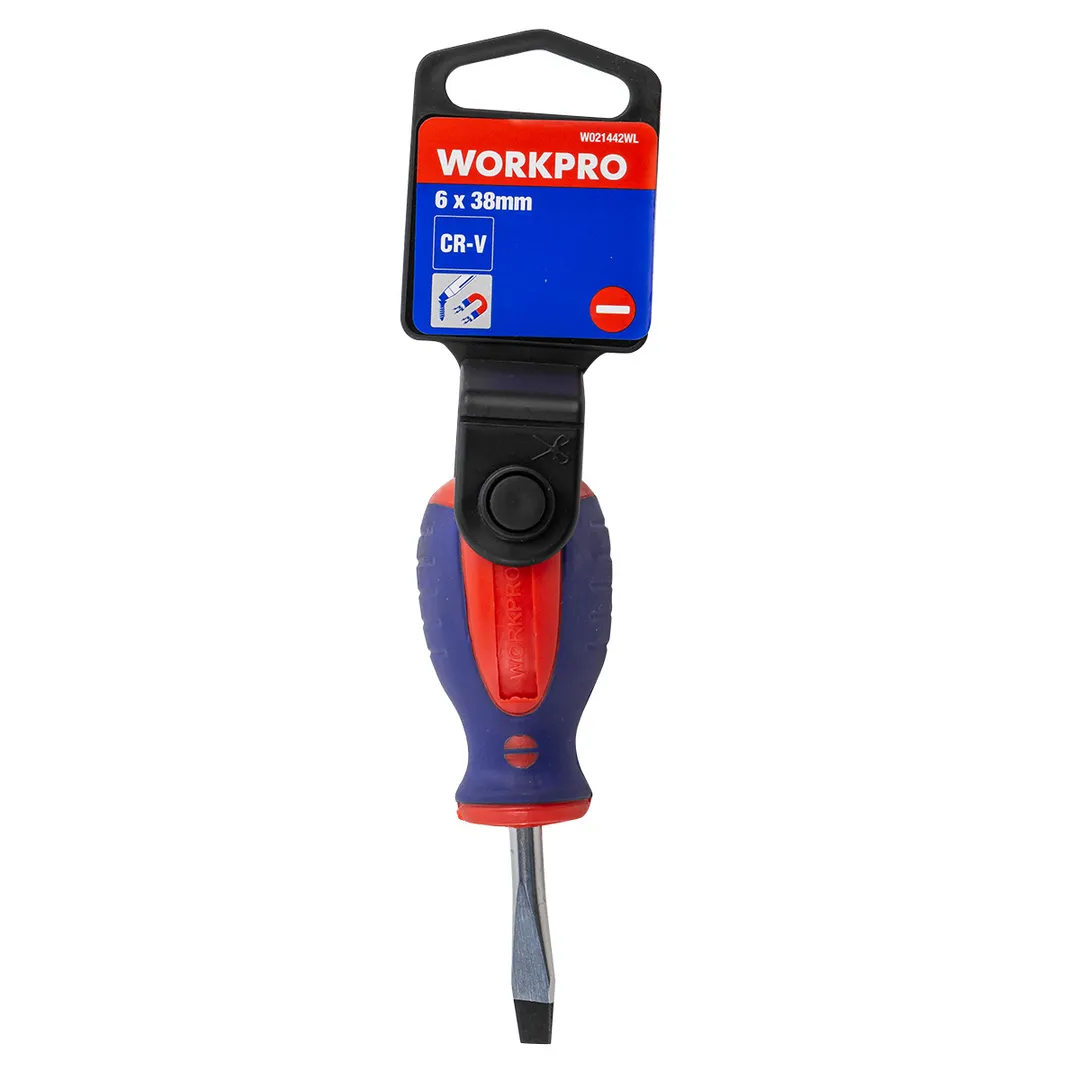 Отвертка шлицевая 6×38мм,на пластиковом держателе