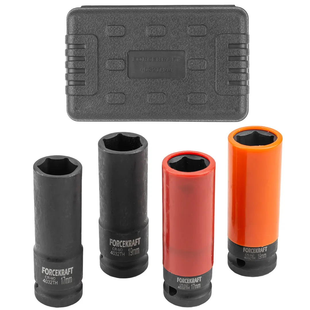 Набор головок ударных тонкостенных 4 пр. 1/2»(17,19+17.19 в защитном кожухе ) 6гр.