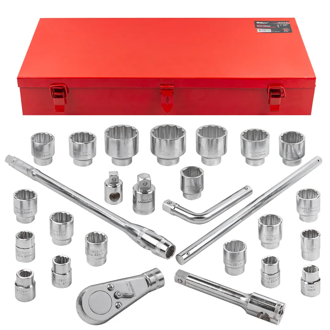 Набор инструментов 3/4 »,26 пр.(12гр.)(17,19,21,22,24,27,30,32,33,34,35,36,(36-6гр),38,41,46,50-3/4»,55,60,65мм-1»),в кейсе