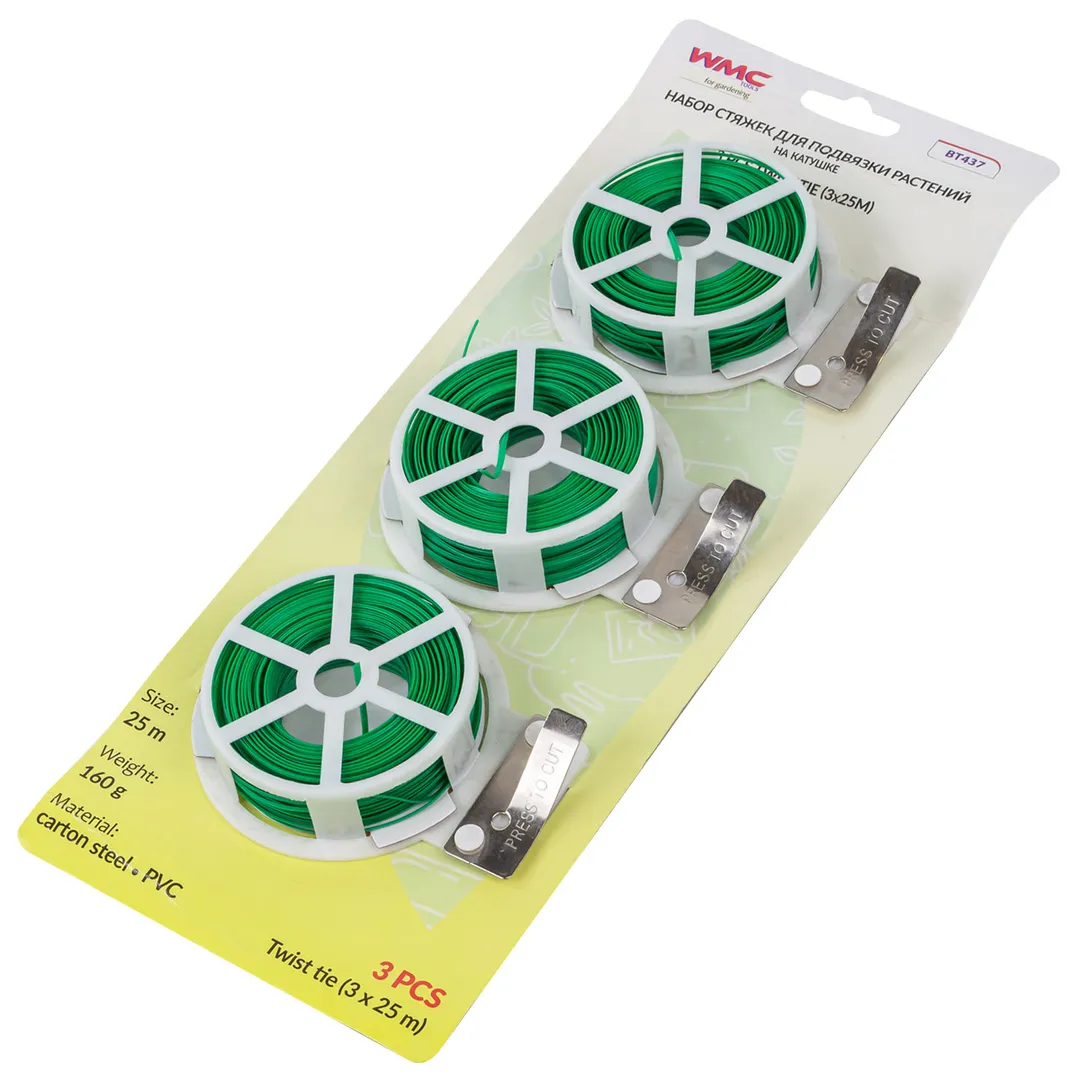Стяжка нейлоновая для подвязки растений 25м (3 катушки/ к-т)