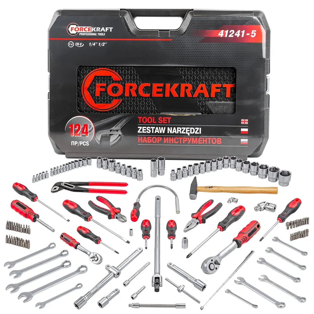 Набор инструментов 124пр. 1/4», 1/2»(6гр.)(4-32мм)
