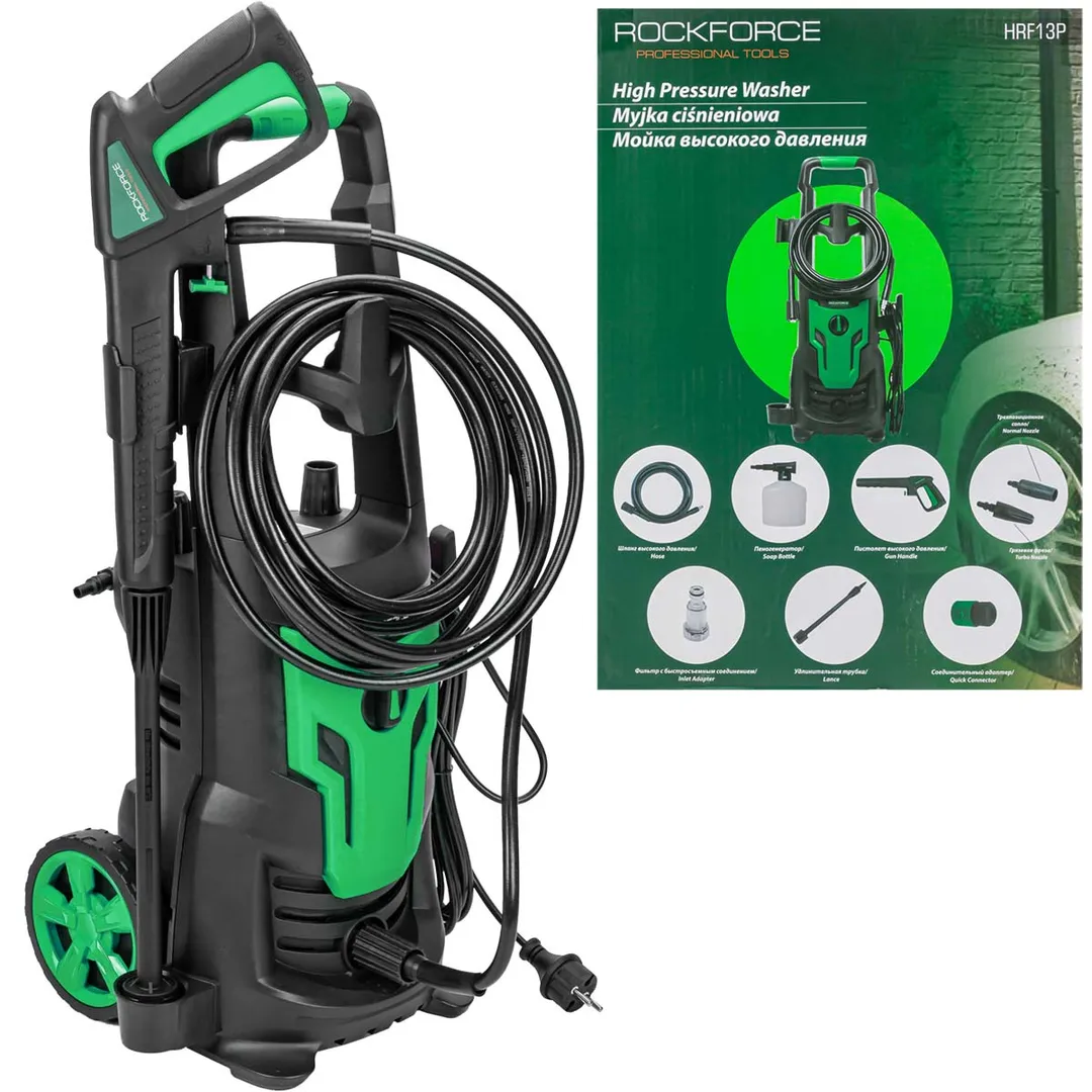 Мойка высокого давления электрическая (230-240В, 1800Вт, номин.расход 5.5л/мин.,макс. давл.135 бар, раб.давл.90 бар,шланг 6м,шнур 5м)