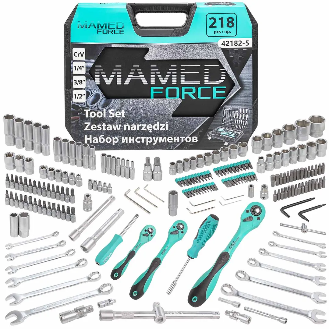 Набор инструментов 218пр. 1/4»,3/8»,1/2»(6гр.)(4-32мм)