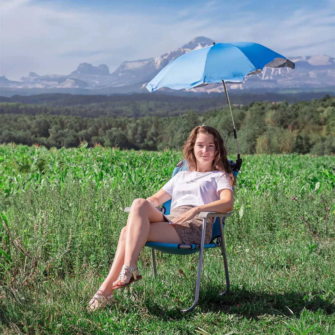 Кресло складное для кемпинга в комплекте с зонтом(54х45х85см, в слож. виде 80х54см, Ø трубы корпуса 22мм,600D ПВХ, макс. нагрузка 120кг)