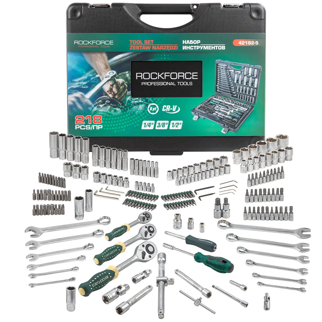 Набор инструментов 218пр. 1/4»,3/8»,1/2»(6гр.)(4-32мм)