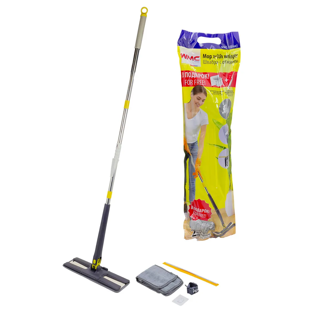 Швабра с отжимным механизмом »бабочка»и скребком