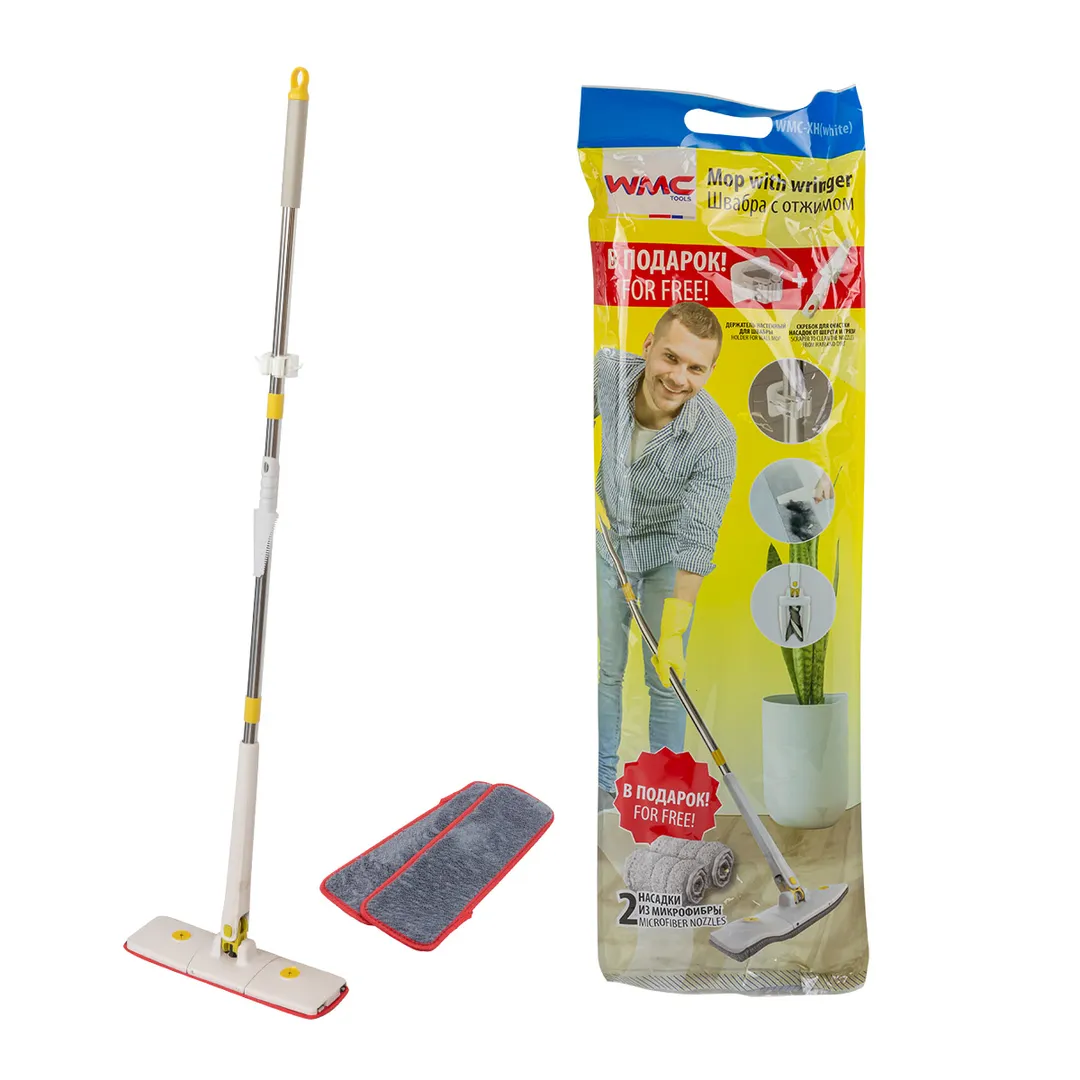 Швабра с отжимным механизмом »бабочка»+ 2 насадки из микрофибры