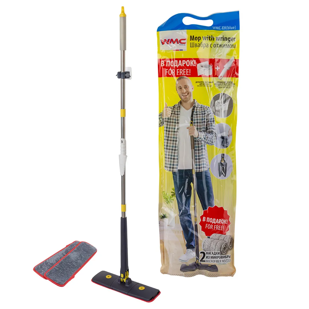 Швабра с отжимным механизмом »бабочка»+ 2 насадки из микрофибры