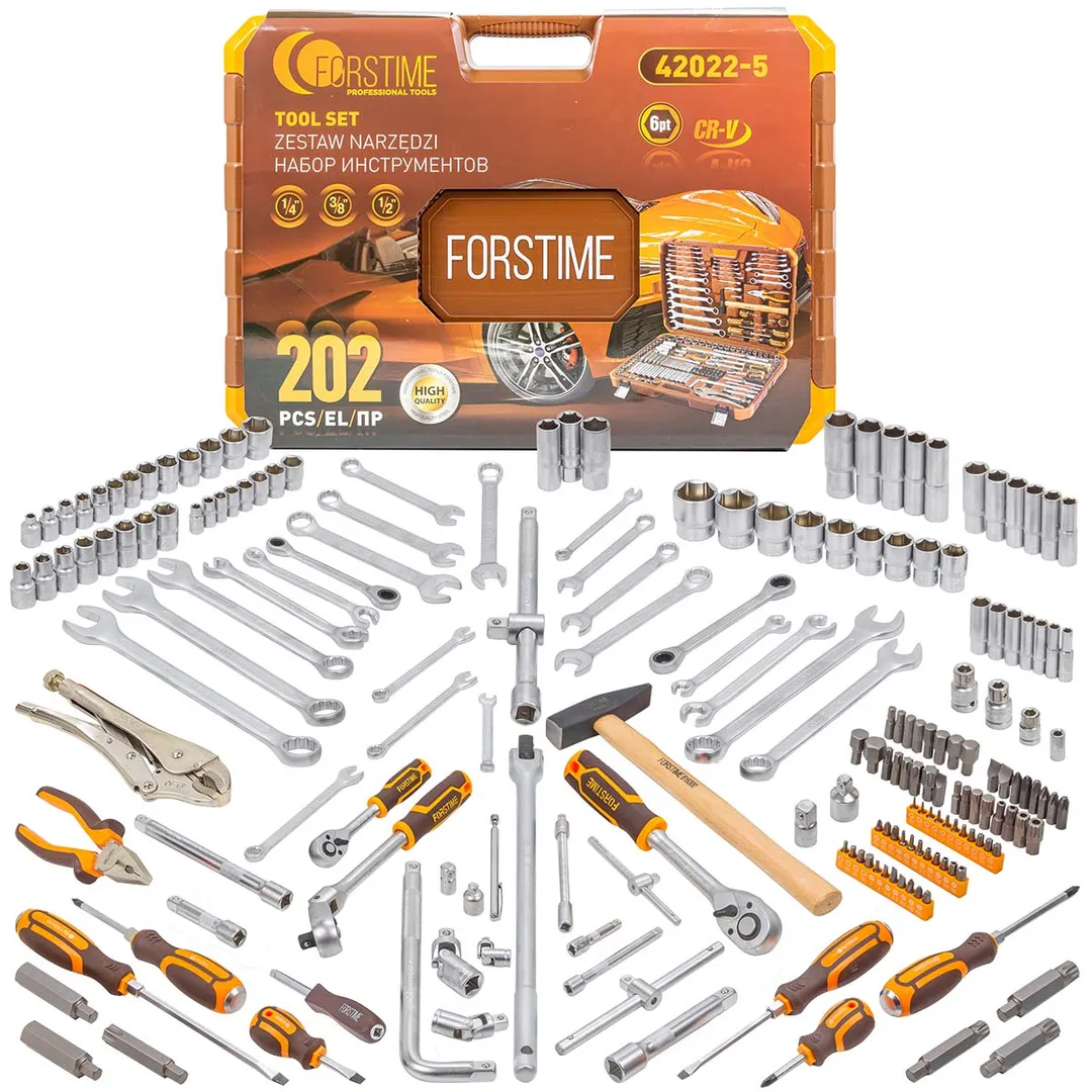 Набор инструментов 202пр. 1/4»&3/8»&1/2»(6-гран.)(4-32мм)