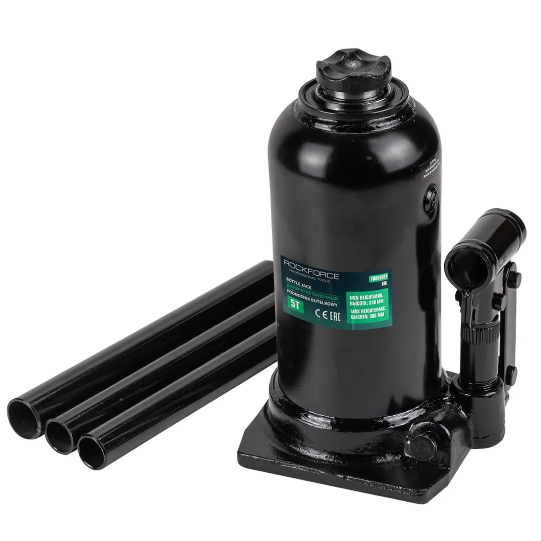 Домкрат бутылочный двухштоковый 5т (h min 230мм, h max 500мм)