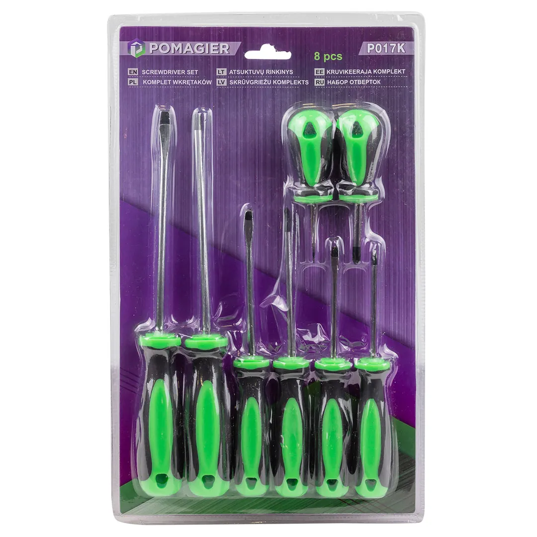 Набор отверток 8 пр.(PH:2х40,2х150,1х75,1х100мм,SL:5.5х40,4х75,4.5х100,5.5х150мм),в блистере