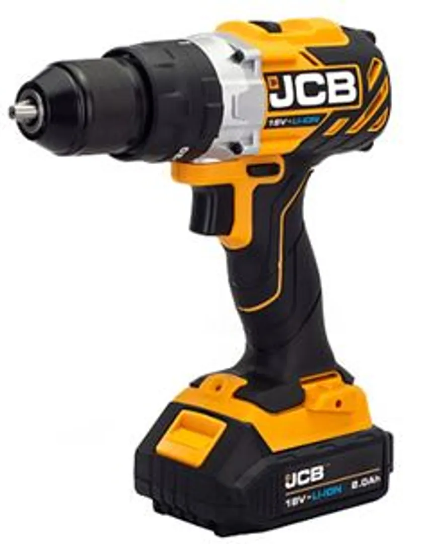 Дрель-шуруповерт аккумуляторная (JCB-BLCD-B-E) 18V, max 65Nm в комплекте с зарядным устройством (JCB-18VFC-E) 2.4A и батареей аккуму(JCB-20LI-E) 2.0AH